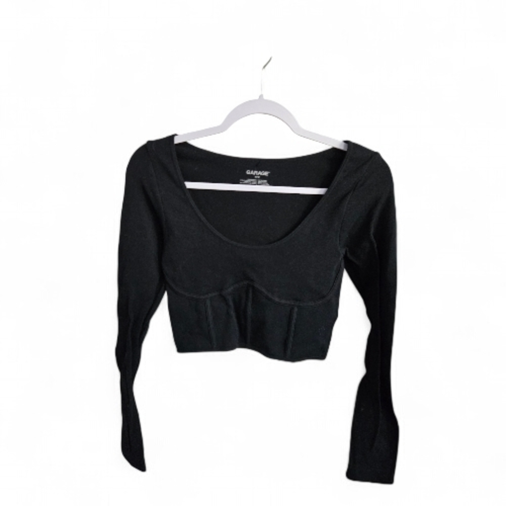 Garage Women's Corset Black Long Sleeve Crop Top MEDIUM